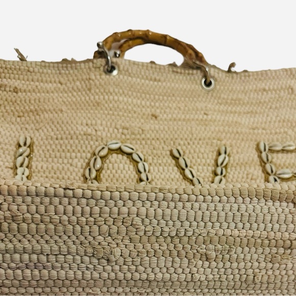 Beach Queen 16”x21” Large Cotton Woven Beach Bag, Lined, Zipper Natural Shells - Picture 5 of 7